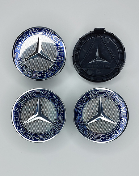 картинка Заглушки на литые диски. Mercedes. Синие. 74мм