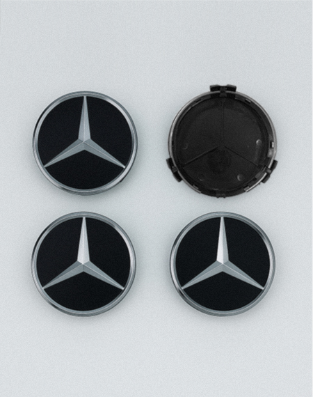 картинка Заглушки на литые диски. Mercedes. Черные. 75мм